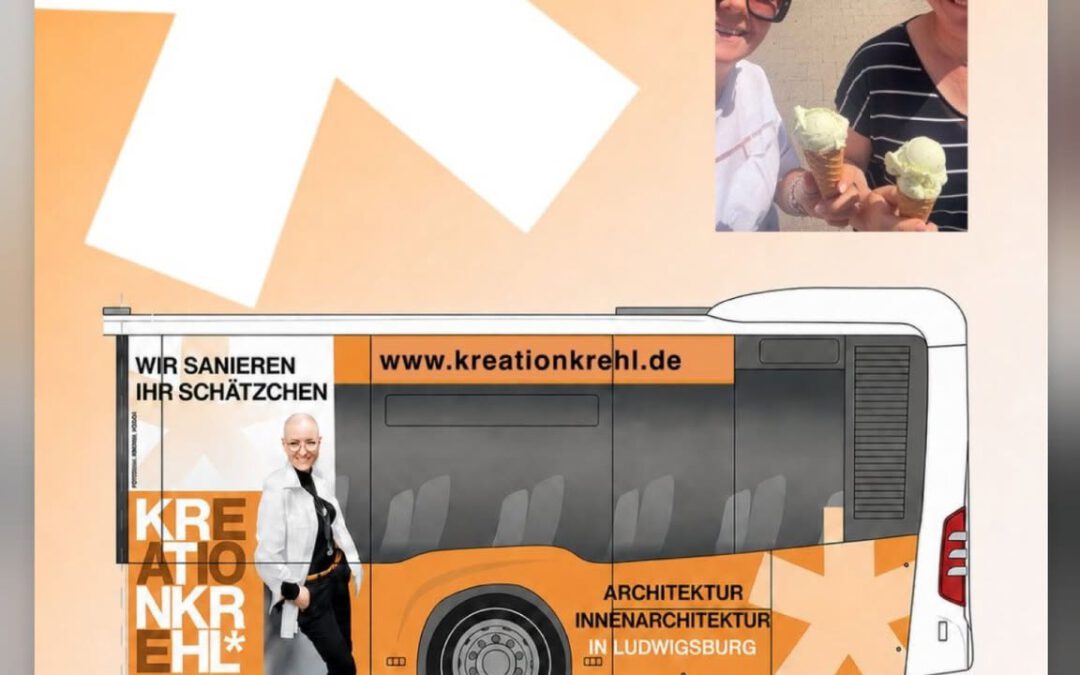 Mein KREATION KREHL Bus ist Tag und Nacht im Ludwigsburger Stadtgebiet unterwegs.